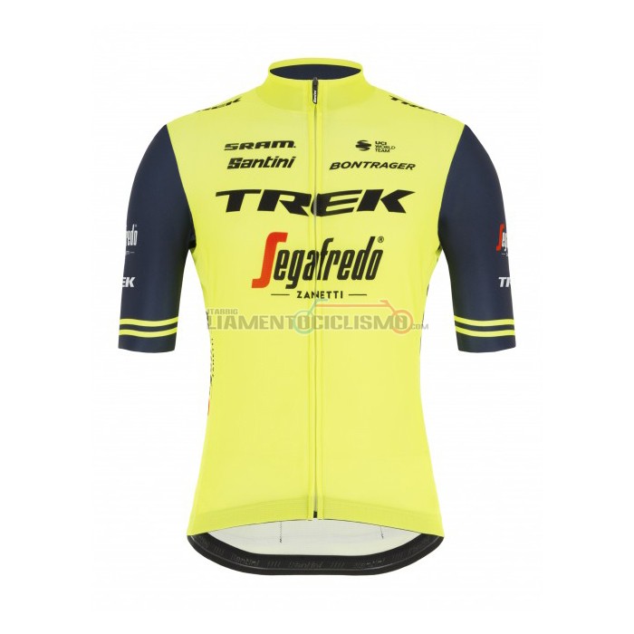 Abbigliamento Ciclismo Trek Segafredo Manica Corta 2021 Giallo Scuro Blu